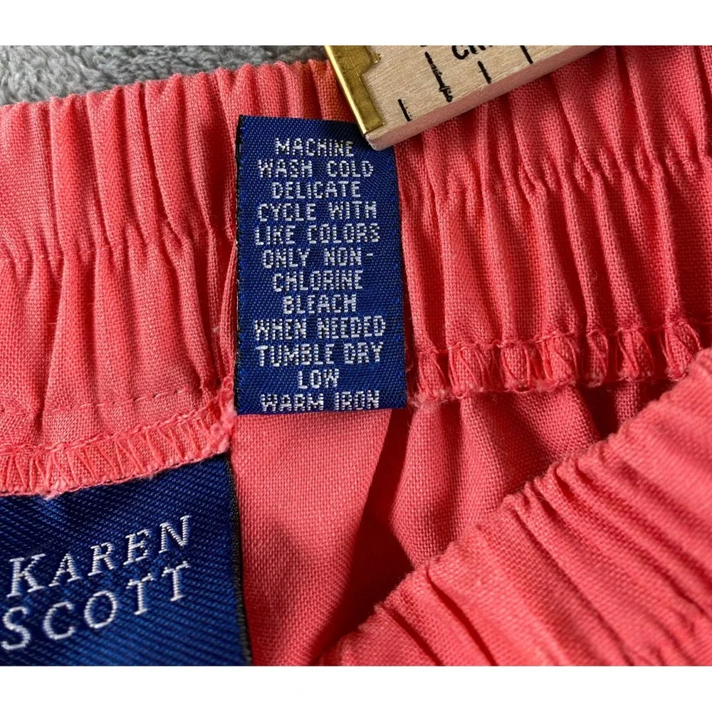 Karen Scott Womens Coral Pink Elastic Waist Pull On Shorts Size 10 Casual Summer